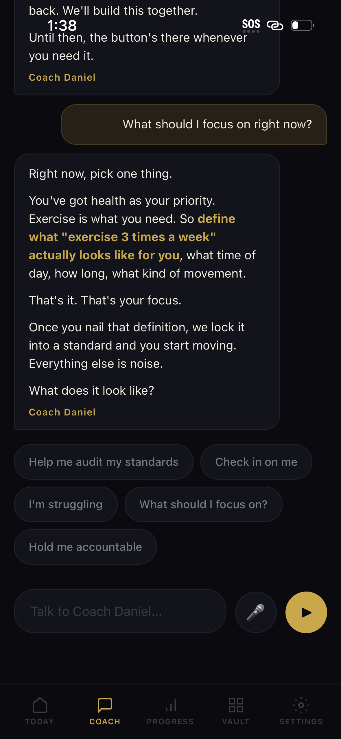 Coach Daniel, your private AI coach, in conversation